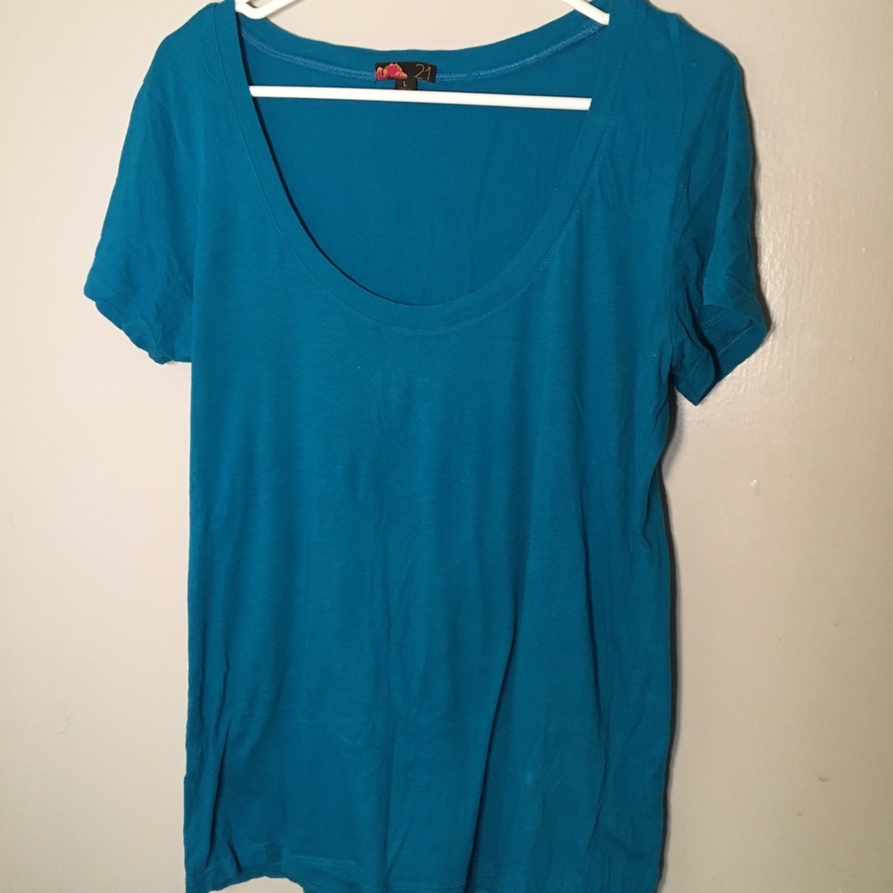 Blue scoop neck shirt